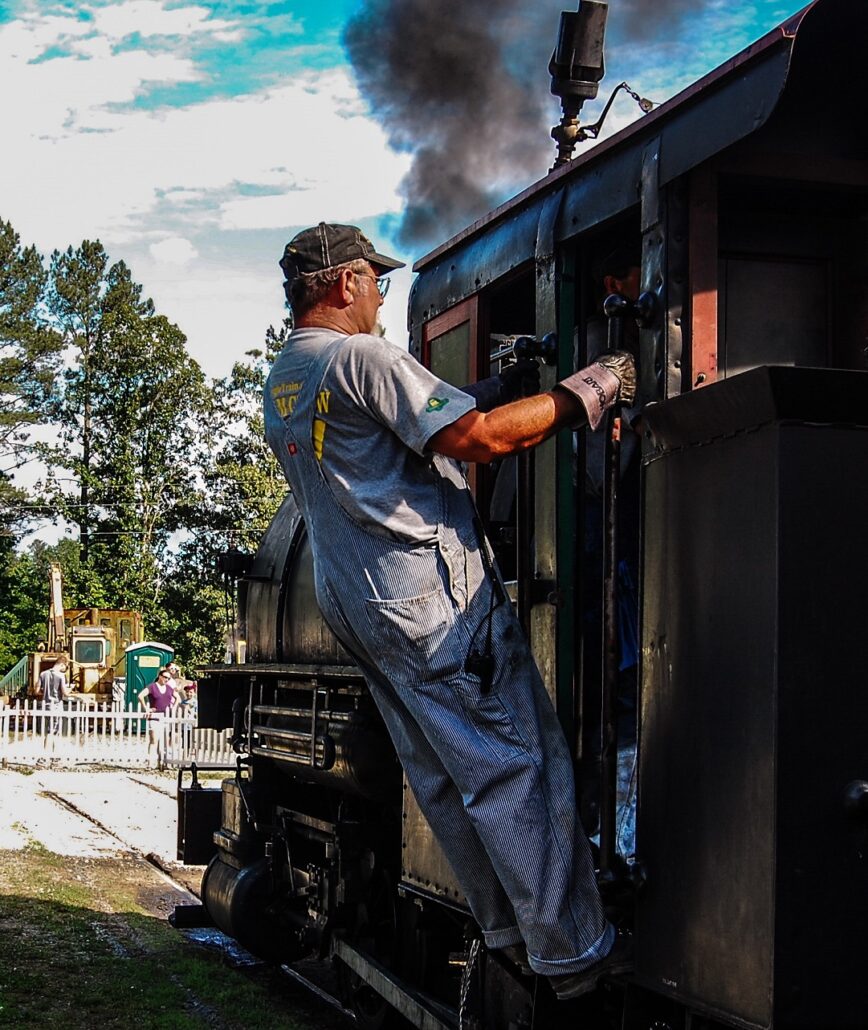 Volunteer Chris Tilley at New Hope Valley Railway